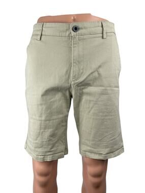 Topman Men's Cream Beige High Rise Slim Fit Straight Leg Chino Khaki Shorts 36